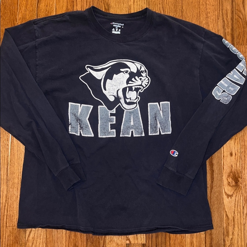Champion Kean University Cougars Navy Blue Long Sleeve Shirt Men’s XL
